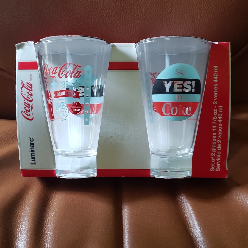 YES TO Coca Cola glasses  2Pk NWT